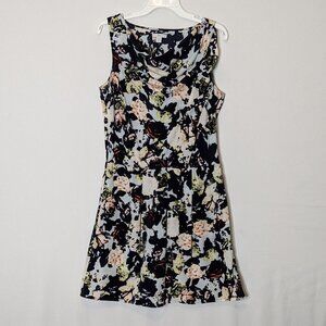 GAP Black, Pink, Yellow Short Sheath Dress; Elastic Pleated Waist; Size 10